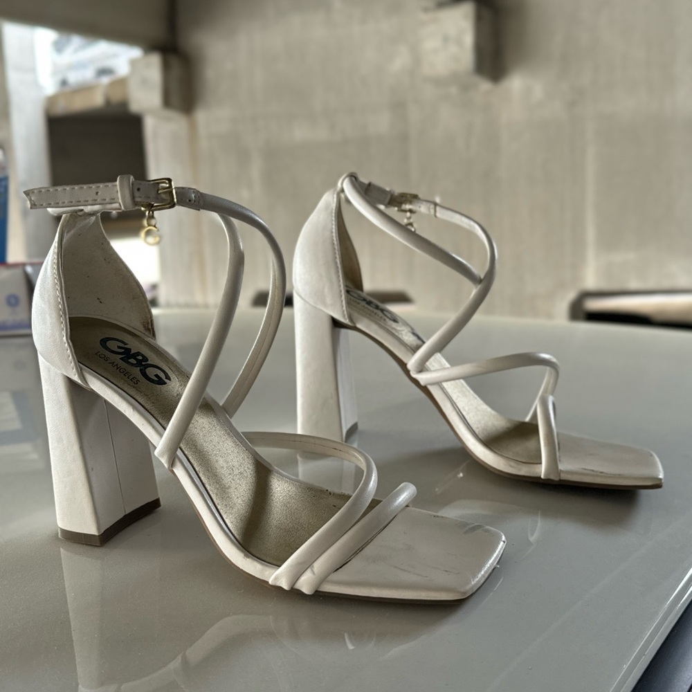 Women's White Strappy Heels